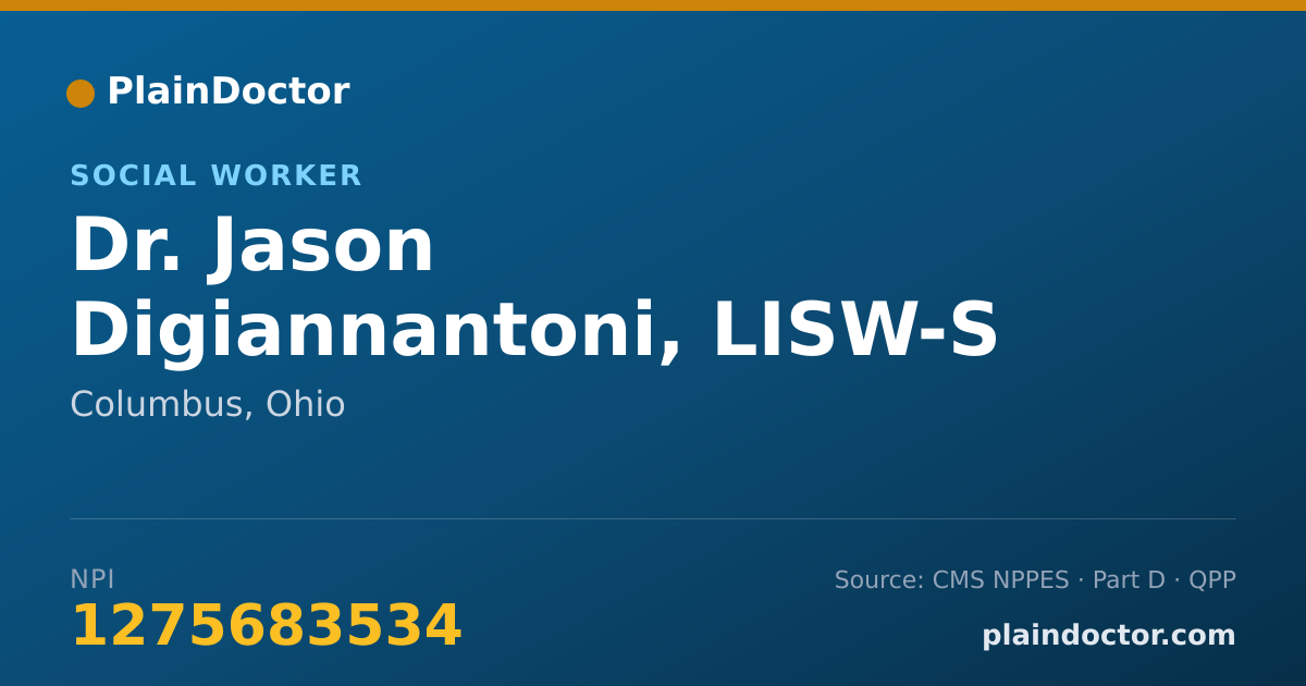 Shareable card for Jason Digiannantoni, LISW-S - Social Worker, Columbus, OH