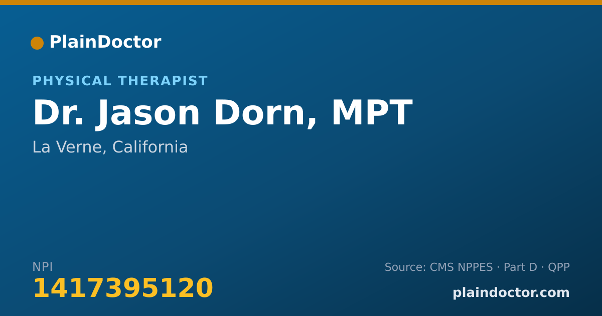 Shareable card for Jason Dorn, MPT - Physical Therapist, La Verne, CA