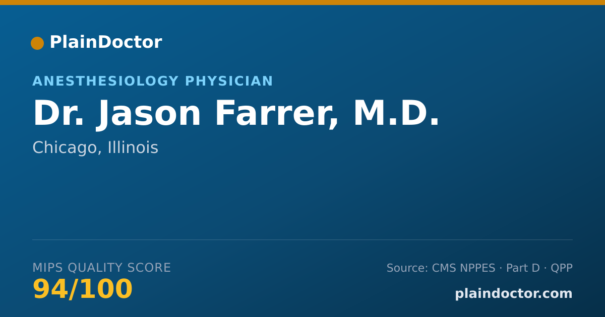 Shareable card for Jason Farrer, M.D. - Anesthesiology Physician, Chicago, IL