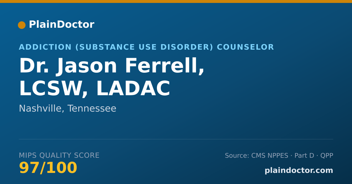 Shareable card for Jason Ferrell, LCSW, LADAC - Addiction (Substance Use Disorder) Counselor, Nashville, TN
