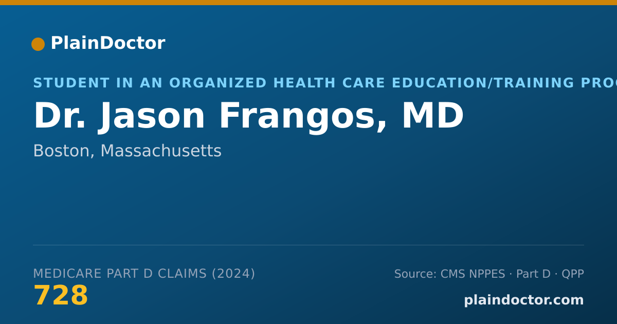 Shareable card for Jason Frangos, MD - Student in an Organized Health Care Education/Training Program, Boston, MA