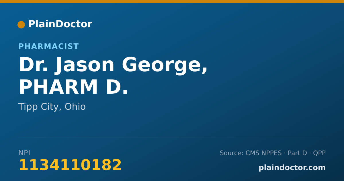 Shareable card for Jason George, PHARM D. - Pharmacist, Tipp City, OH