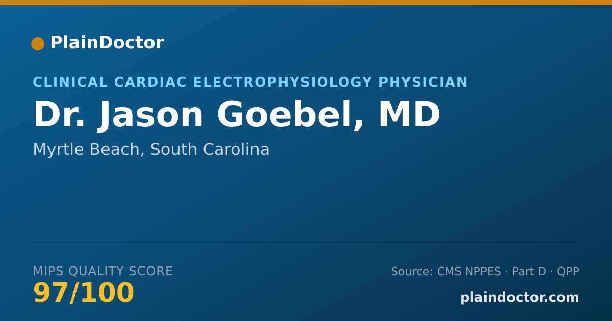 Shareable card for Jason Goebel, MD - Clinical Cardiac Electrophysiology Physician, Myrtle Beach, SC