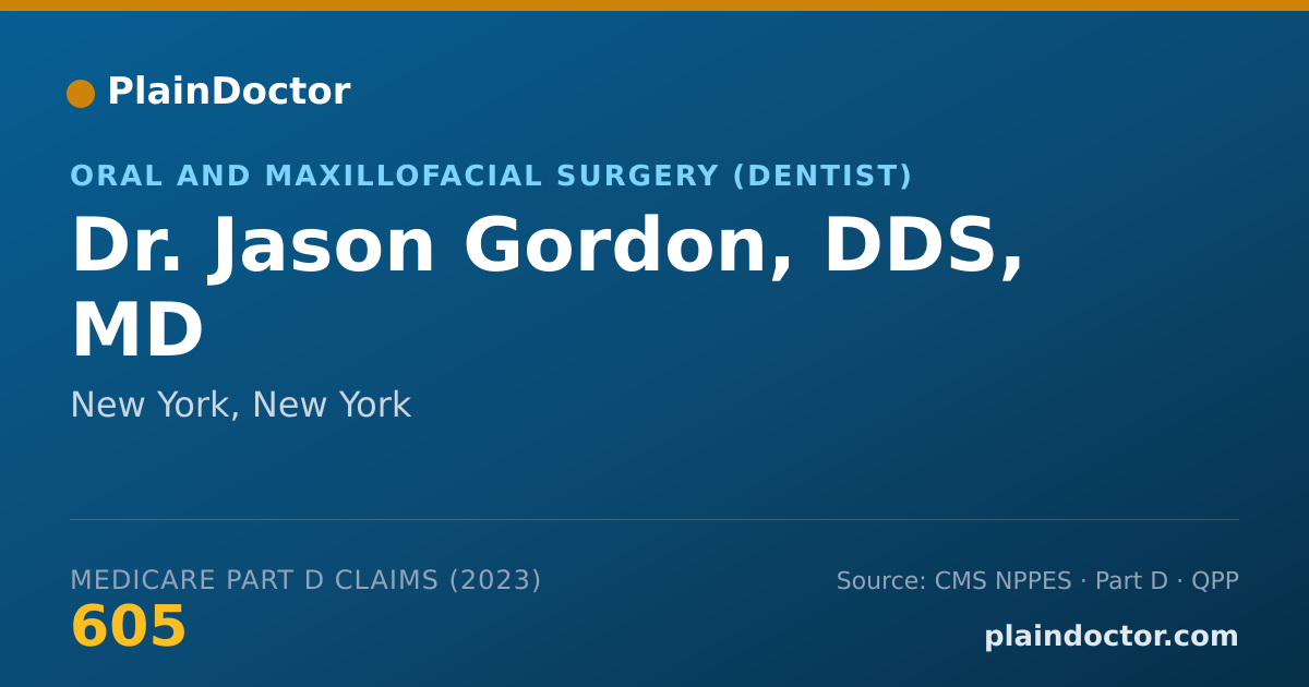 Shareable card for Jason Gordon, DDS, MD - Oral and Maxillofacial Surgery (Dentist), New York, NY