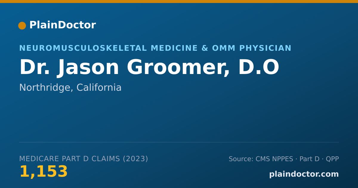 Shareable card for Jason Groomer, D.O - Neuromusculoskeletal Medicine & OMM Physician, Northridge, CA