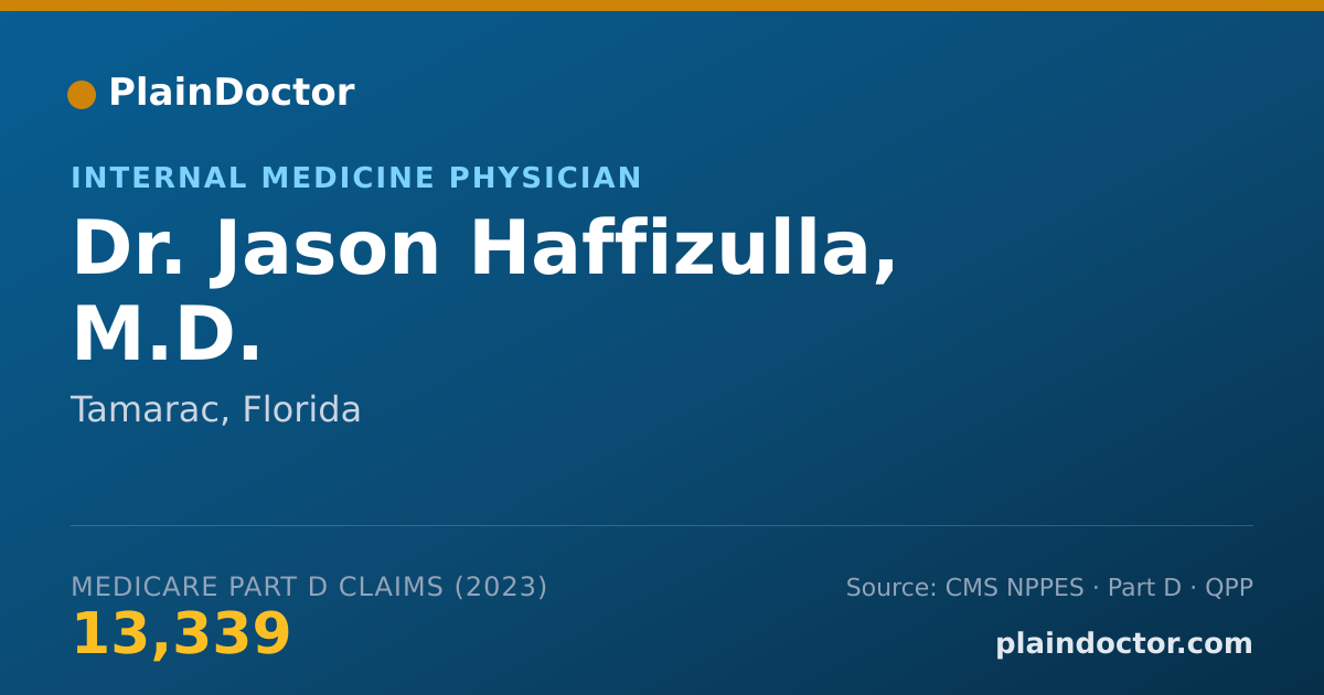 Shareable card for Jason Haffizulla, M.D. - Internal Medicine Physician, Tamarac, FL