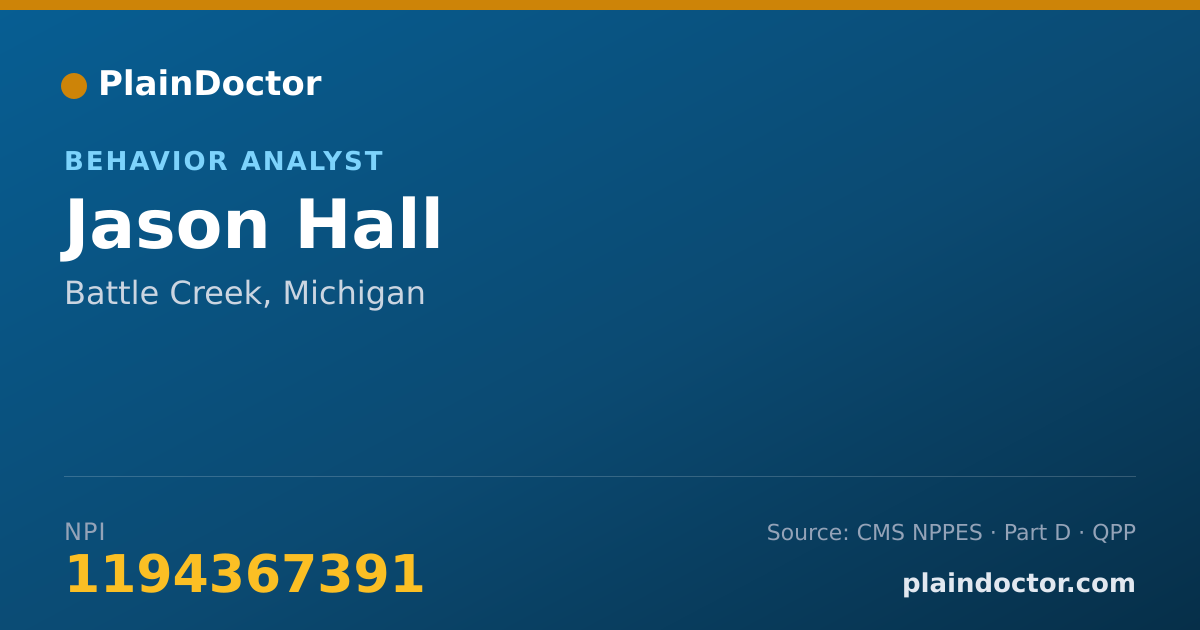 Shareable card for Jason Hall - Behavior Analyst, Battle Creek, MI