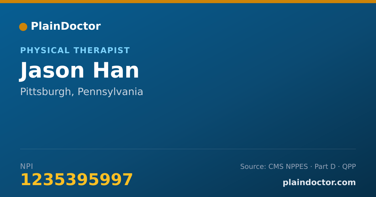 Shareable card for Jason Han - Physical Therapist, Pittsburgh, PA