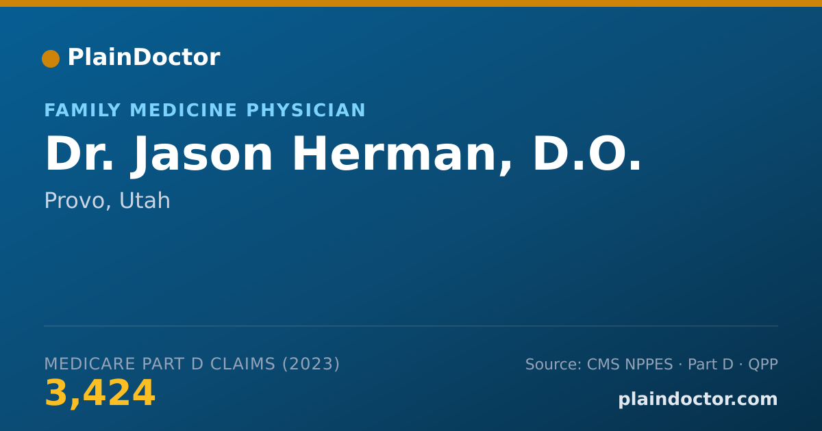 Shareable card for Jason Herman, D.O. - Family Medicine Physician, Provo, UT