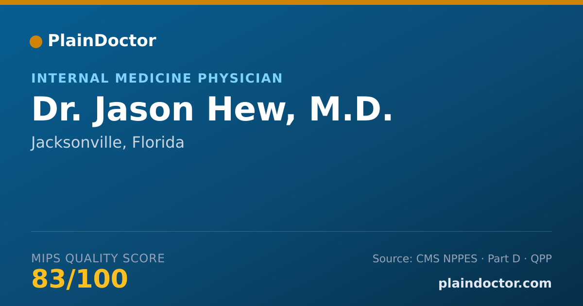 Shareable card for Jason Hew, M.D. - Internal Medicine Physician, Jacksonville, FL