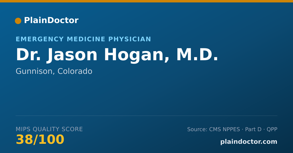 Shareable card for Jason Hogan, M.D. - Emergency Medicine Physician, Gunnison, CO