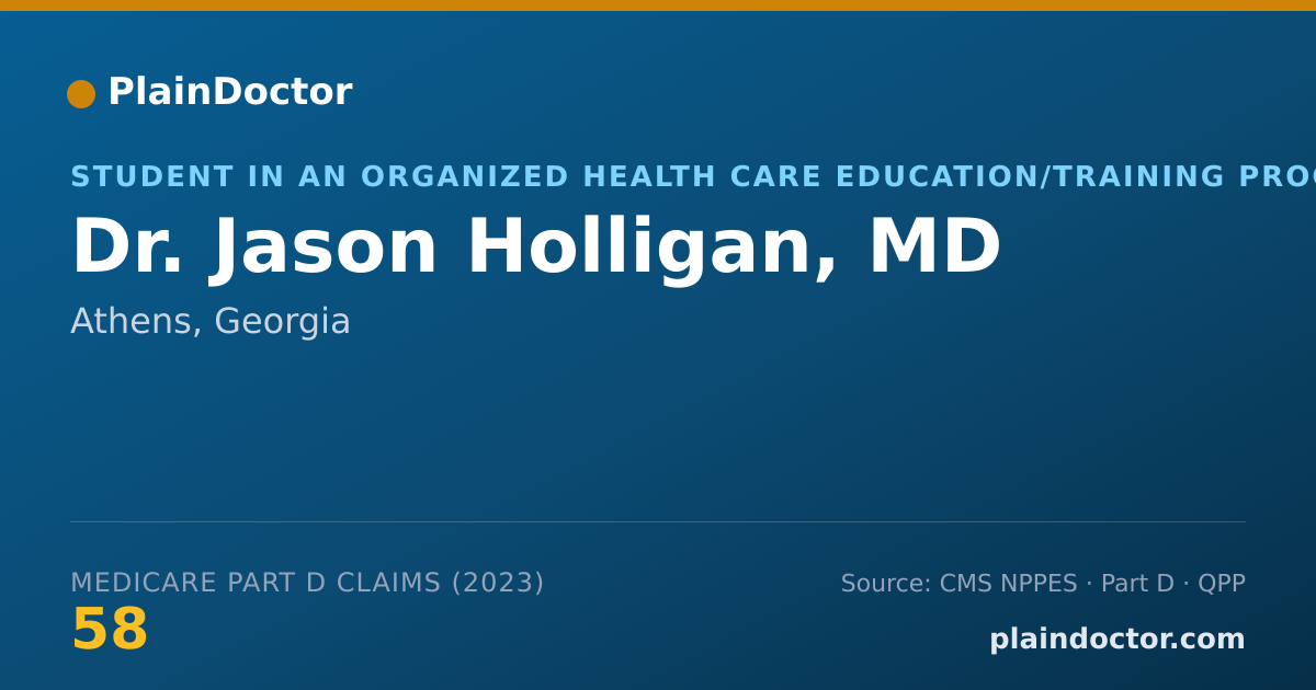 Shareable card for Jason Holligan, MD - Student in an Organized Health Care Education/Training Program, Athens, GA