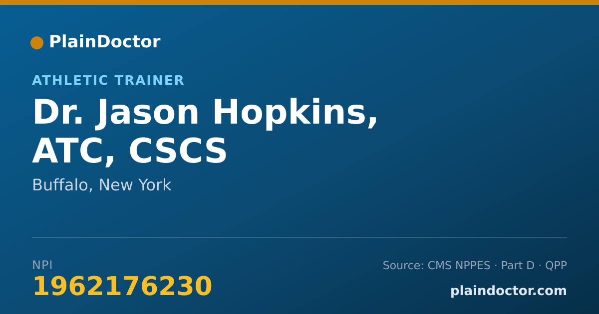 Shareable card for Jason Hopkins, ATC, CSCS - Athletic Trainer, Buffalo, NY