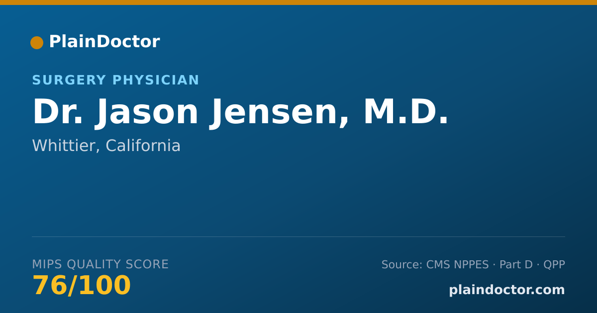 Shareable card for Jason Jensen, M.D. - Surgery Physician, Whittier, CA