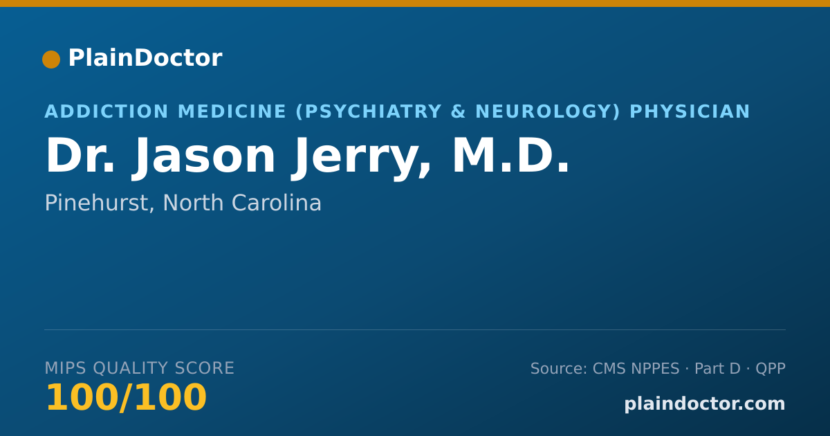 Shareable card for Jason Jerry, M.D. - Addiction Medicine (Psychiatry & Neurology) Physician, Pinehurst, NC