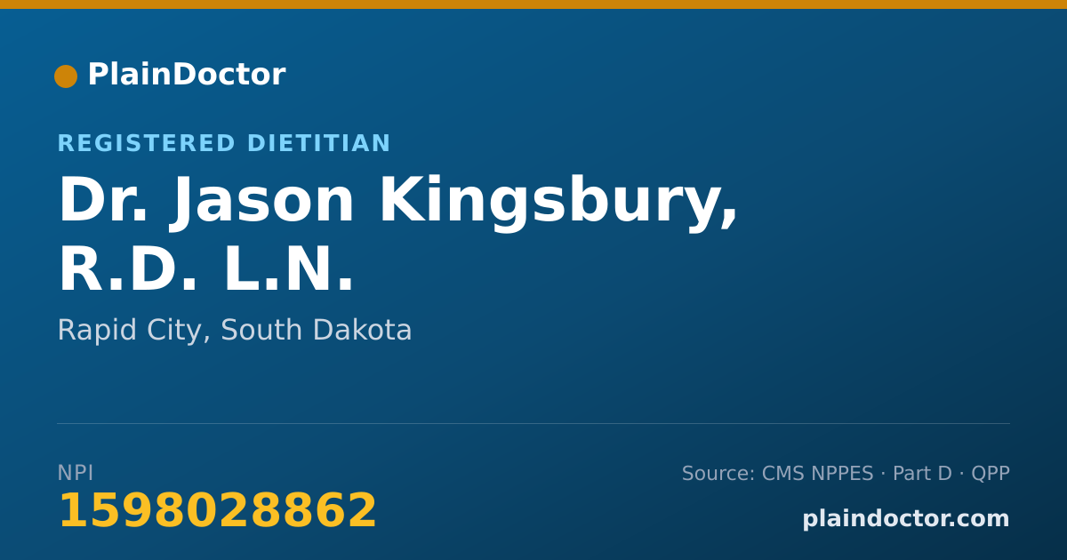 Shareable card for Jason Kingsbury, R.D. L.N. - Registered Dietitian, Rapid City, SD