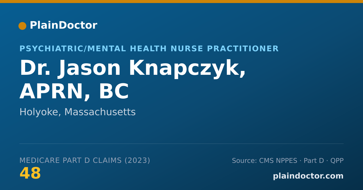 Shareable card for Jason Knapczyk, APRN, BC - Psychiatric/Mental Health Nurse Practitioner, Holyoke, MA