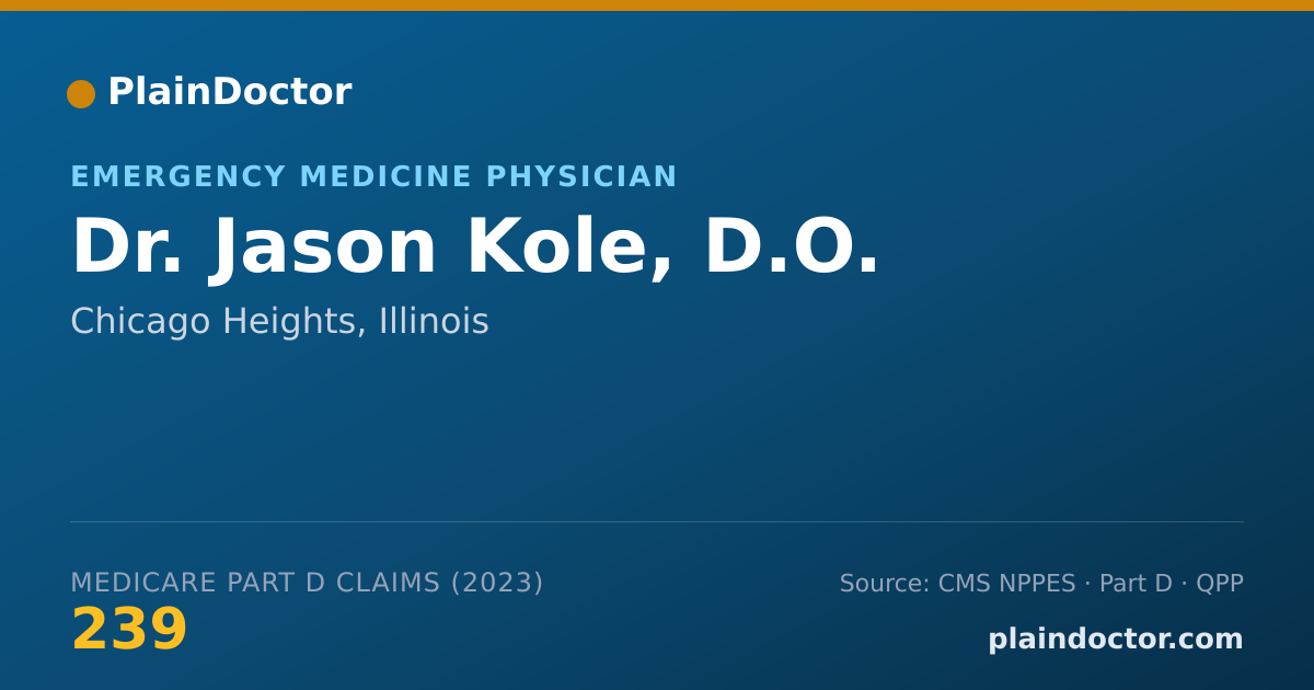 Shareable card for Jason Kole, D.O. - Emergency Medicine Physician, Chicago Heights, IL