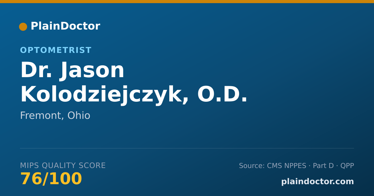 Shareable card for Jason Kolodziejczyk, O.D. - Optometrist, Fremont, OH