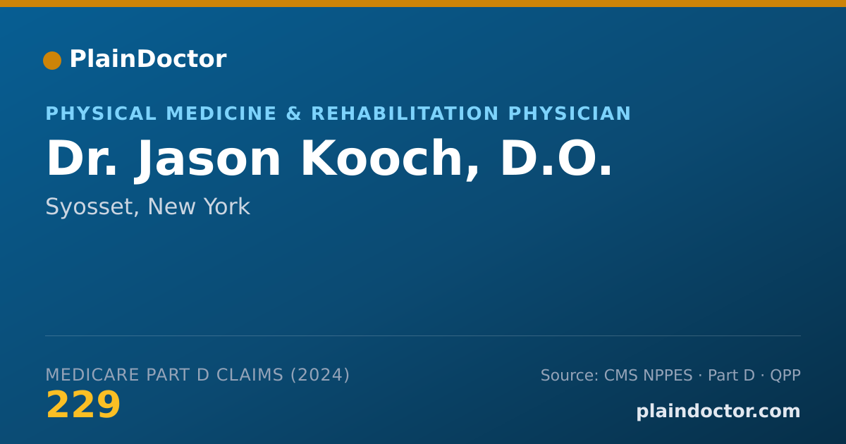 Shareable card for Jason Kooch, D.O. - Physical Medicine & Rehabilitation Physician, Syosset, NY