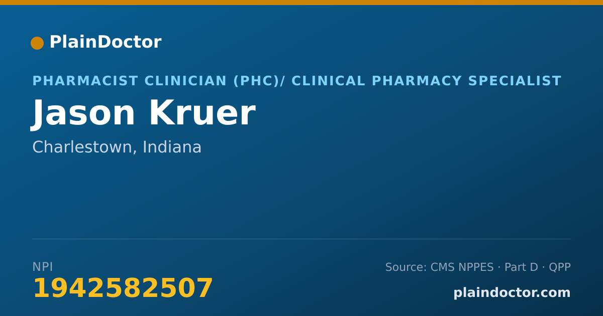 Shareable card for Jason Kruer - Pharmacist, Charlestown, IN