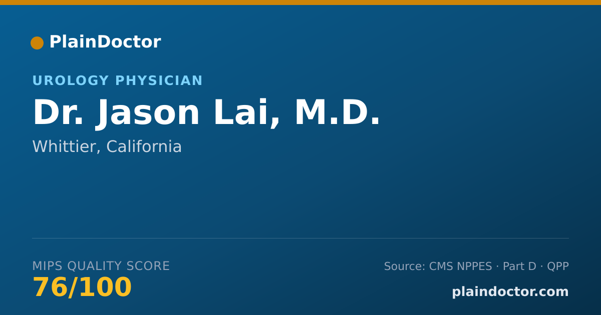 Shareable card for Jason Lai, M.D. - Urology Physician, Whittier, CA