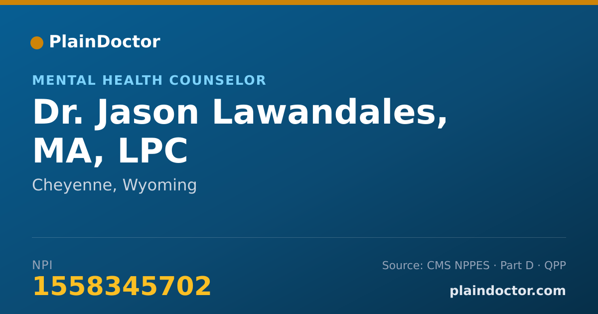 Shareable card for Jason Lawandales, MA, LPC - Mental Health Counselor, Cheyenne, WY
