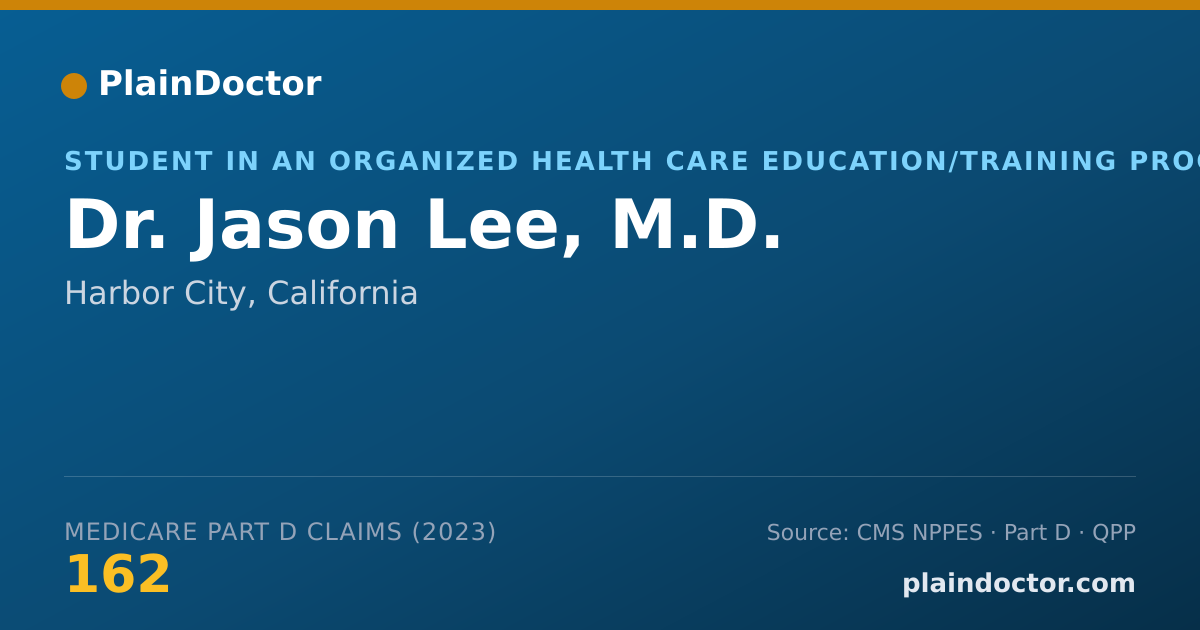 Shareable card for Jason Lee, M.D. - Student in an Organized Health Care Education/Training Program, Harbor City, CA
