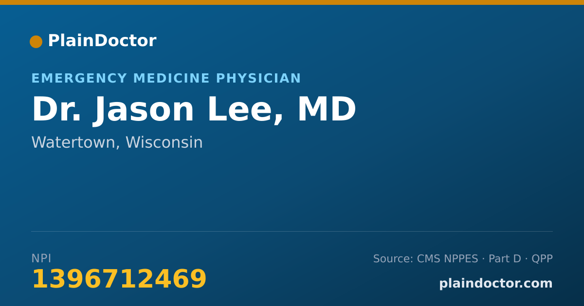 Shareable card for Jason Lee, MD - Emergency Medicine Physician, Watertown, WI