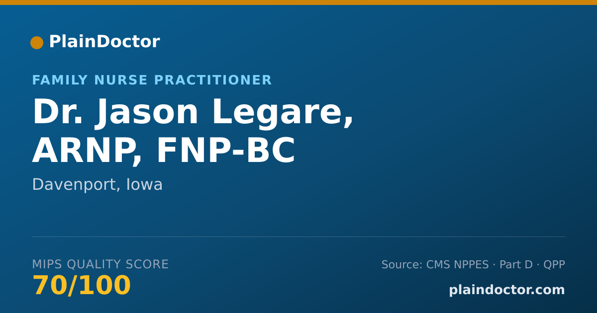 Shareable card for Jason Legare, ARNP, FNP-BC - Family Nurse Practitioner, Davenport, IA