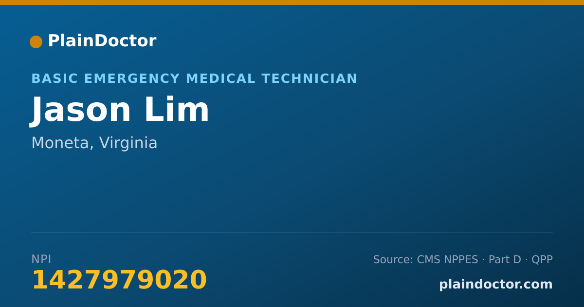Shareable card for Jason Lim - Basic Emergency Medical Technician, Moneta, VA