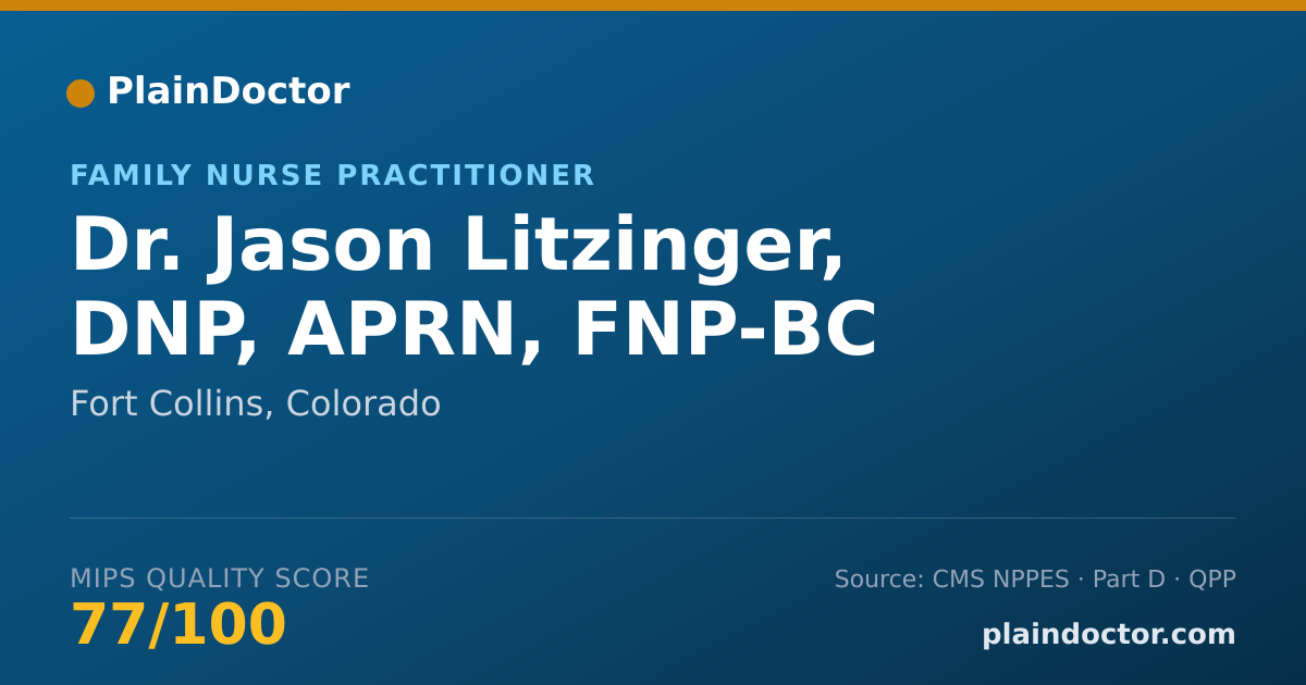 Shareable card for Jason Litzinger, DNP, APRN, FNP-BC - Family Nurse Practitioner, Fort Collins, CO