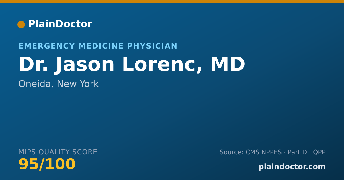 Shareable card for Jason Lorenc, MD - Emergency Medicine Physician, Oneida, NY