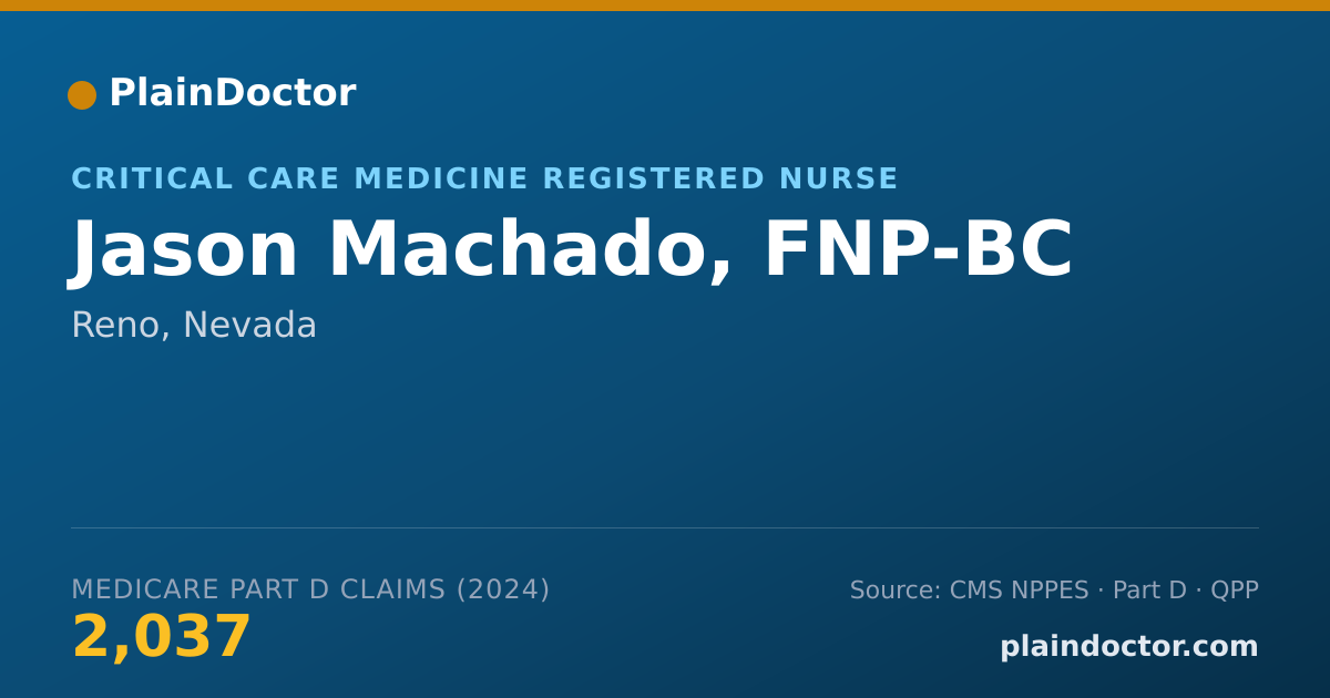 Shareable card for Jason Machado, FNP-BC - Critical Care Medicine Registered Nurse, Reno, NV