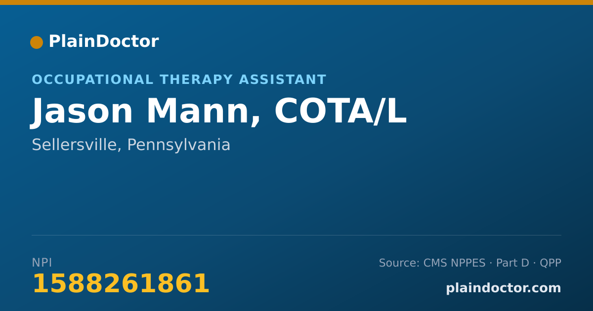 Shareable card for Jason Mann, COTA/L - Occupational Therapy Assistant, Sellersville, PA