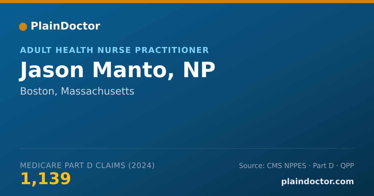 Shareable card for Jason Manto, NP - Adult Health Nurse Practitioner, Boston, MA