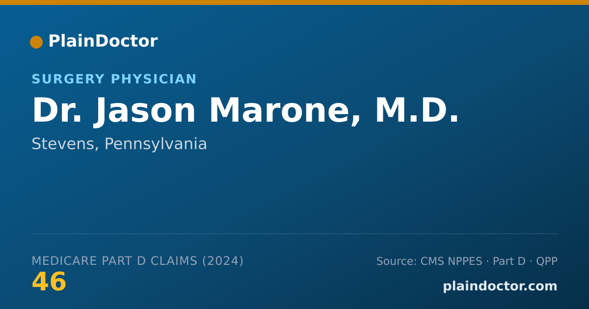 Shareable card for Jason Marone, M.D. - Surgery Physician, Stevens, PA