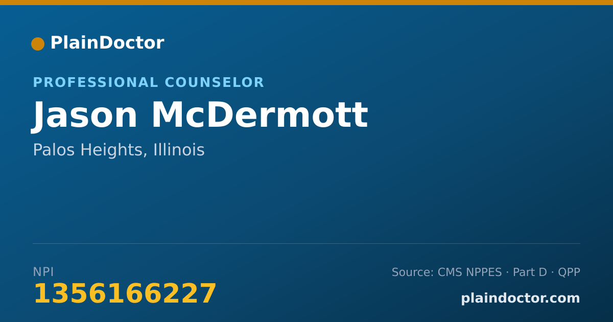 Shareable card for Jason McDermott - Professional Counselor, Palos Heights, IL