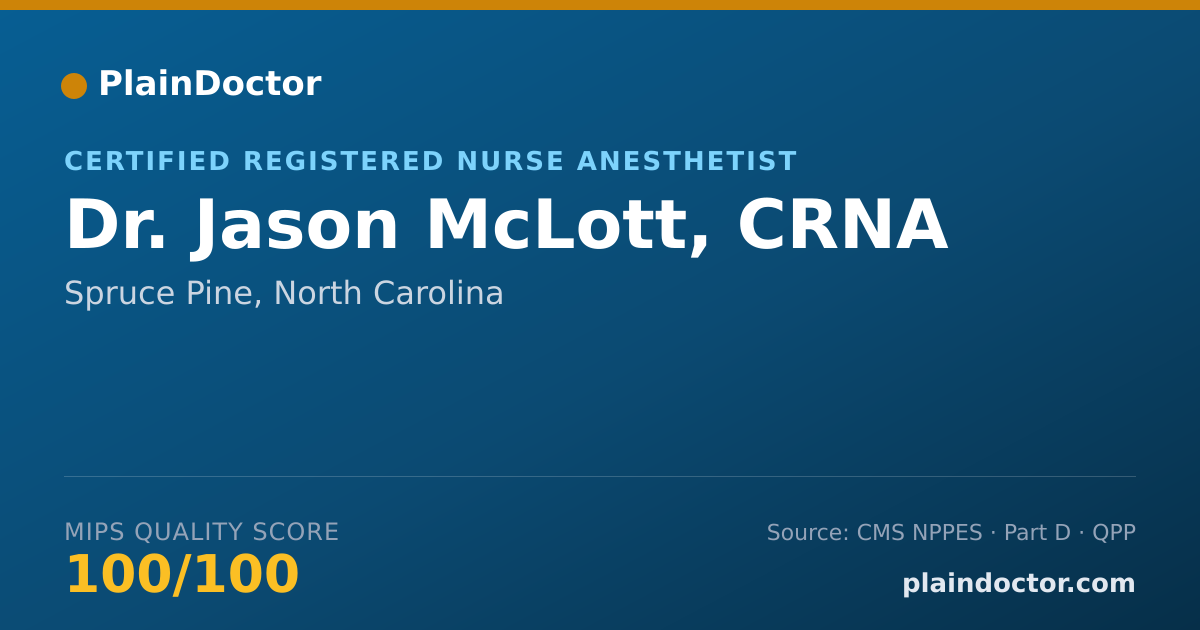 Shareable card for Jason McLott, CRNA - Certified Registered Nurse Anesthetist, Spruce Pine, NC