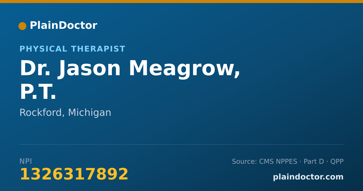 Shareable card for Jason Meagrow, P.T. - Physical Therapist, Rockford, MI