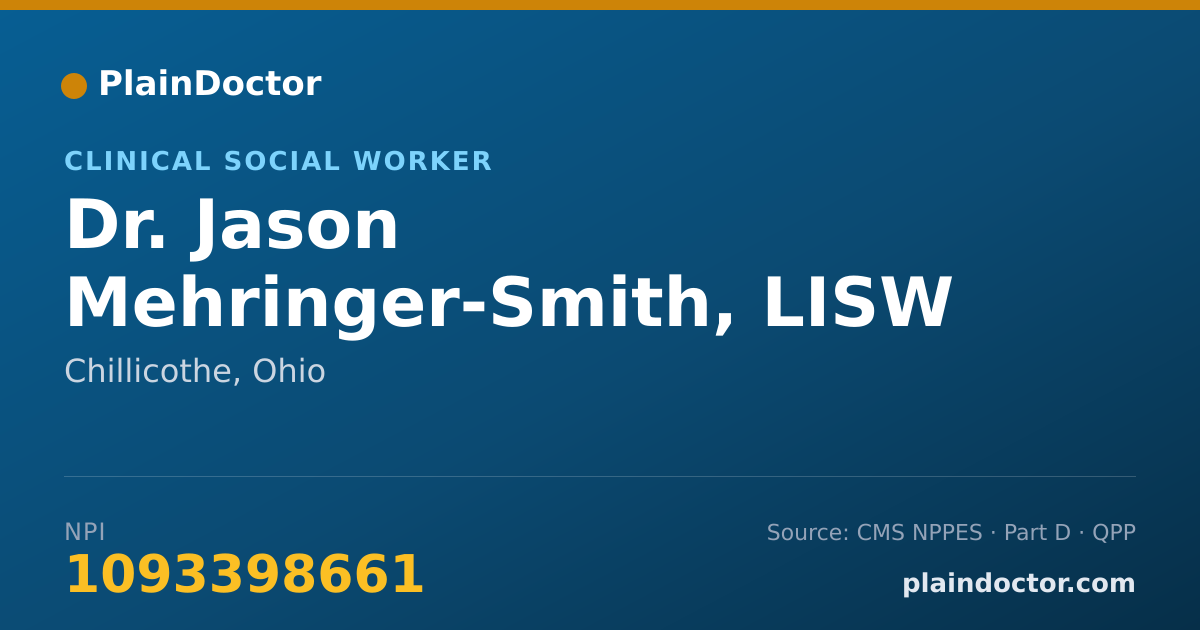 Shareable card for Jason Mehringer-Smith, LISW - Clinical Social Worker, Chillicothe, OH