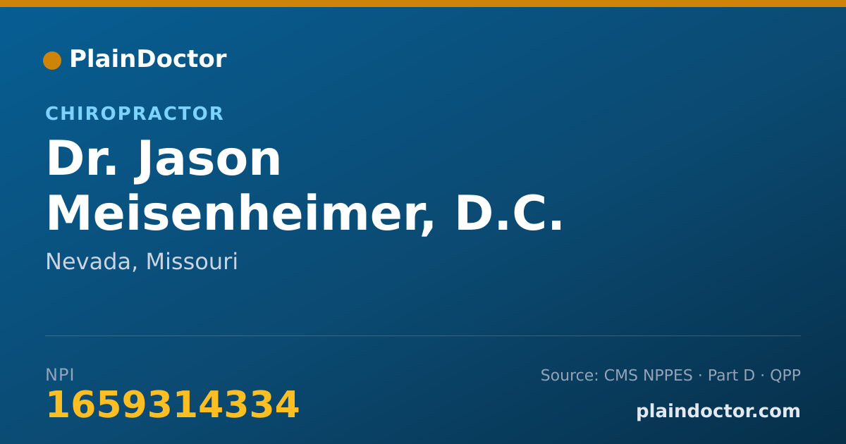 Shareable card for Jason Meisenheimer, D.C. - Chiropractor, Nevada, MO