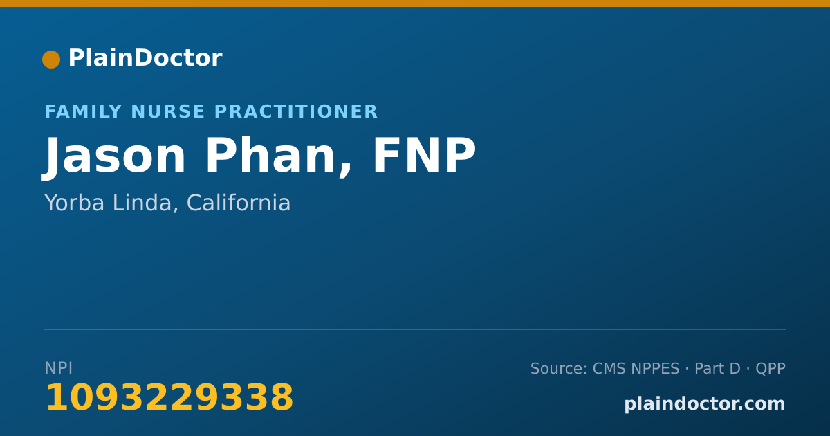 Shareable card for Jason Phan, FNP - Family Nurse Practitioner, Yorba Linda, CA