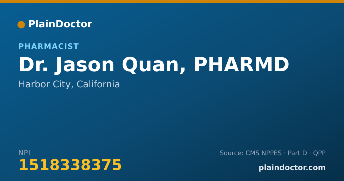Shareable card for Jason Quan, PHARMD - Pharmacist, Harbor City, CA