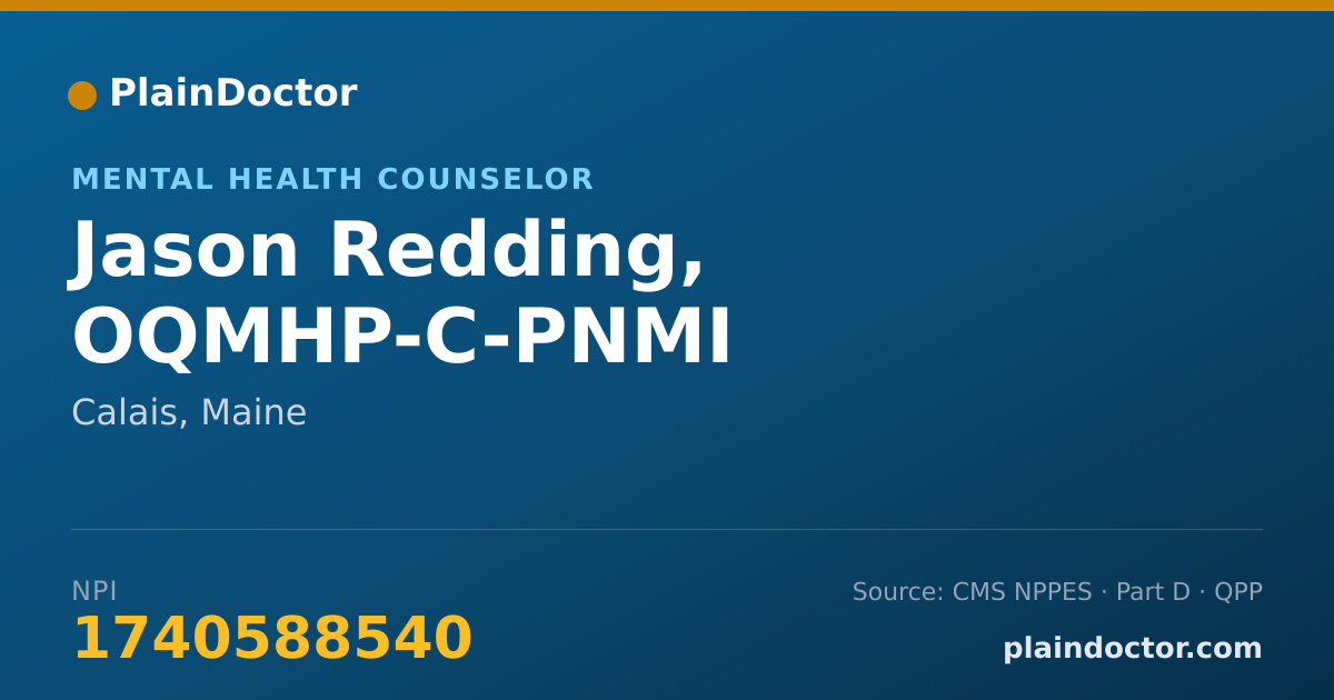 Shareable card for Jason Redding, OQMHP-C-PNMI - Mental Health Counselor, Calais, ME
