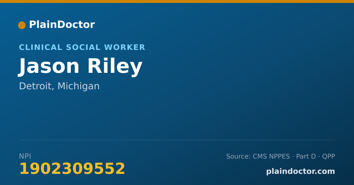 Shareable card for Jason Riley - Clinical Social Worker, Detroit, MI