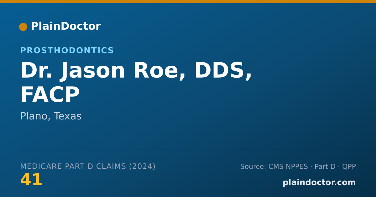 Shareable card for Jason Roe, DDS, FACP - Dentist, Plano, TX
