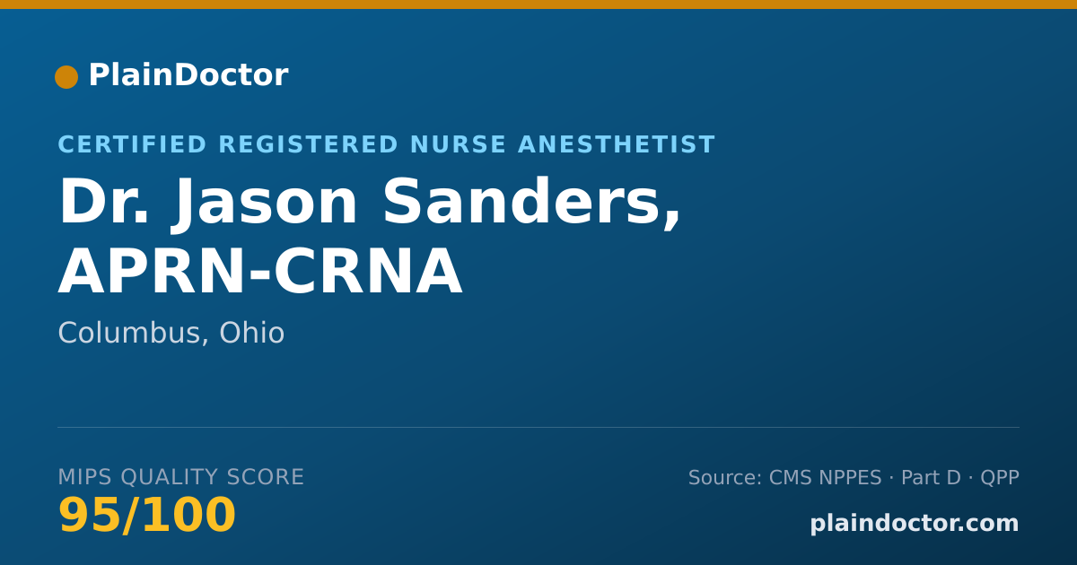 Shareable card for Jason Sanders, APRN-CRNA - Certified Registered Nurse Anesthetist, Columbus, OH