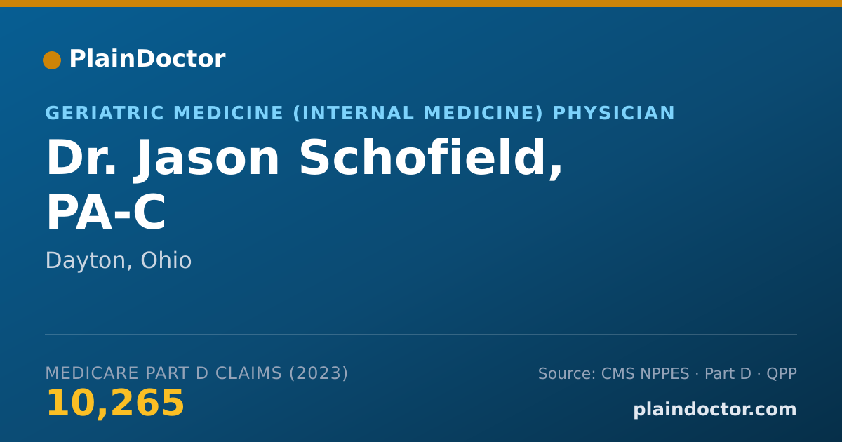 Shareable card for Jason Schofield, PA-C - Geriatric Medicine (Internal Medicine) Physician, Dayton, OH
