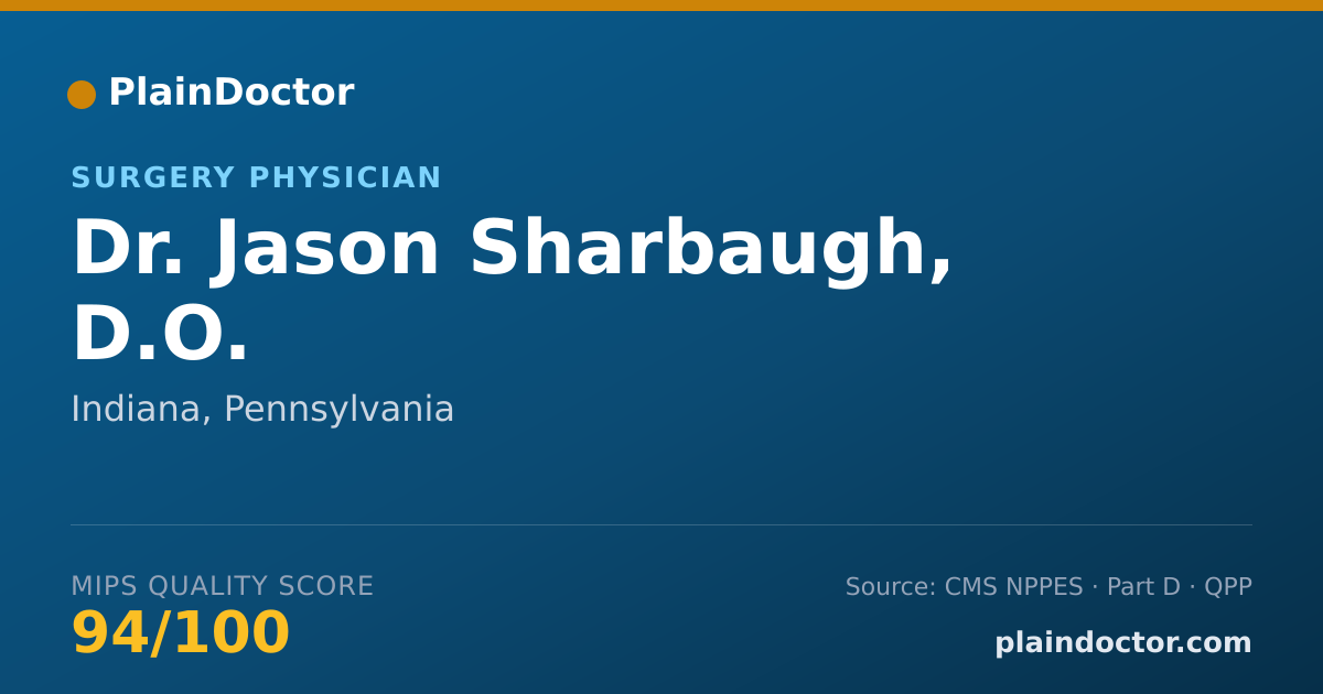 Shareable card for Jason Sharbaugh, D.O. - Surgery Physician, Indiana, PA